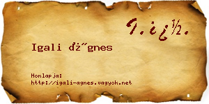 Igali Ágnes névjegykártya